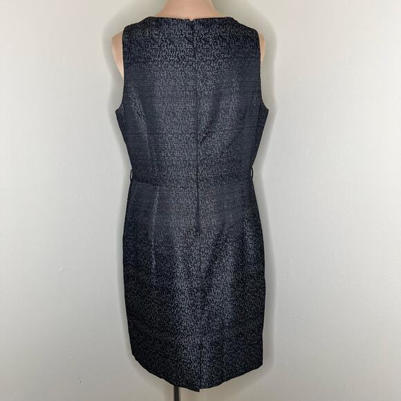 Vintage Evan Picone Sheath Dress 16 Womens Jacquard Black Pleated Work Event 90s - Picture 3 of 11